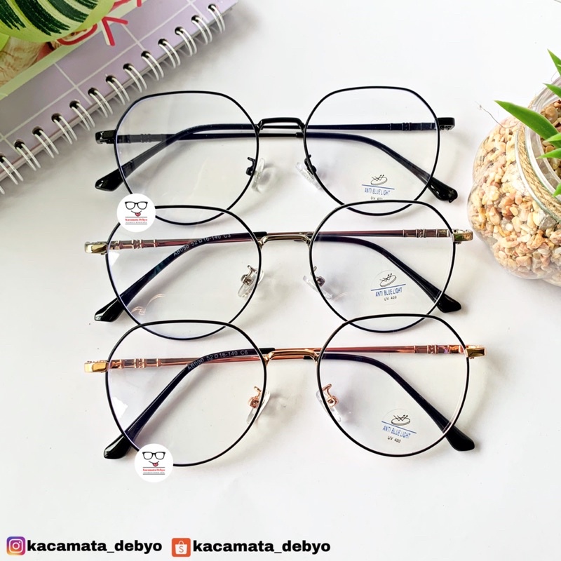Mắt Kính Gọng Sắt Tròng Hình Trụ Tròng Thay Đổi Màu Xanh Dương Phong Cách Hàn Quốc Phổ Biến