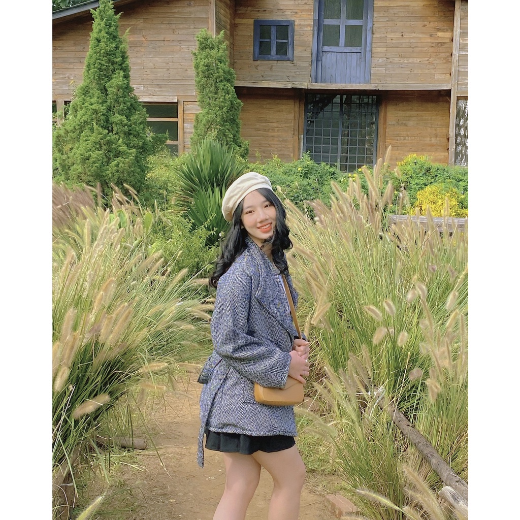 Áo khoác dạ 2 lớp hoạ tiết kẻ form rộng ulzzang - Made by Fiin