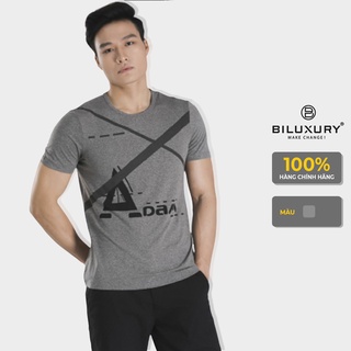 Áo phông họa tiết nam BILUXURY màu ghi sáng - APKH063GHS