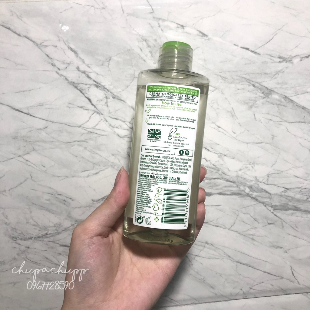 Tẩy trang Simple Micellar Cleansing Water 200ml