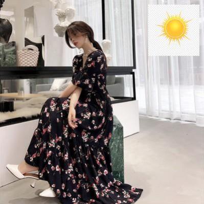 Váy maxi hoa nhí bigsize ngoại cỡ cho người béo 50kg-90kg 250919 (Hàng oder chuẩn hình 100%)