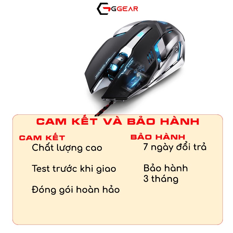 Chuột gaming có dây GGear GPB6 6 phím 4800 dpi chống ồn silent cho game thủ văn phòng học tập