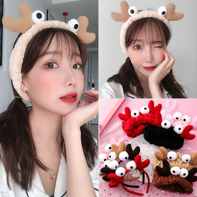 Băng đô rửa mặt tai thỏ tai mèo tuần lộc nai cua turban cái tóc hoạt hình dể thương tiện dụng phong cách hàn quốc