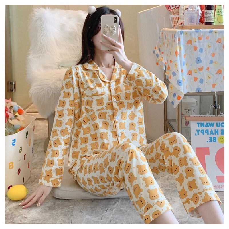 Pijama Sau Sinh Cho Con Bú Chất Thun Sữa Tay Dài Hè 2021 Đủ Size 45-90kg