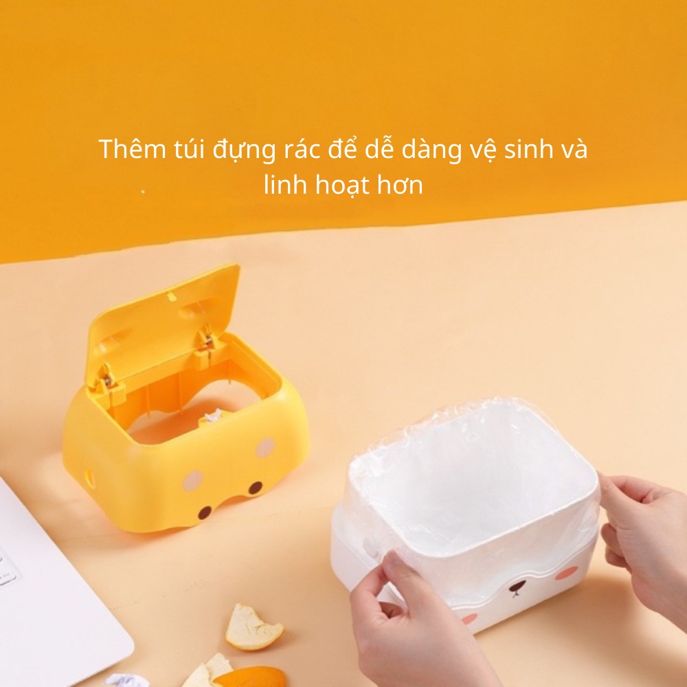 Thùng rác mini để bàn - Hộp đựng giấy ăn để bàn