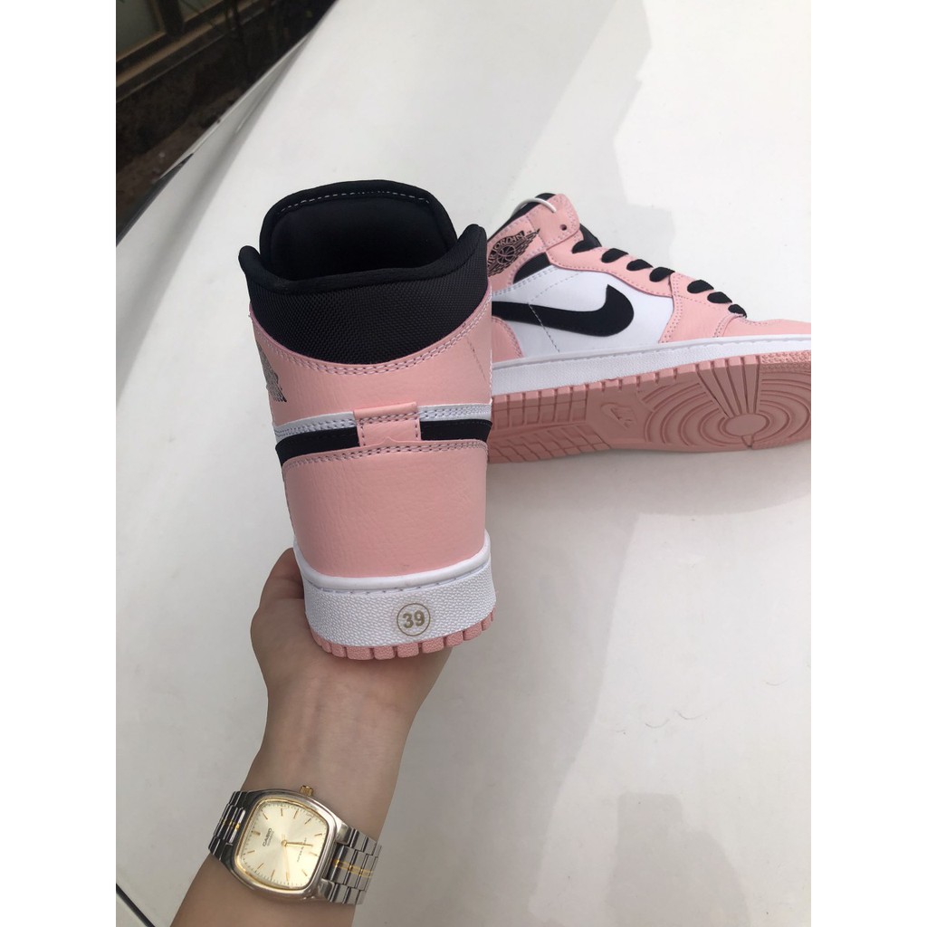 Giày 𝐉𝐨𝐫𝐝𝐚𝐧 1 hồng  cổ cao nam nữ, Giày sneaker JD 1 Low High cổ cao màu hồng  bản đẹp 2021