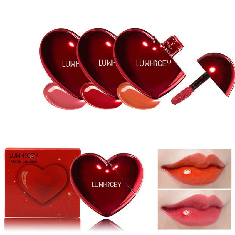 [Hàng mới về] Son kem ddưỡng ẩm chống dính lên màu nhanh lâu trôi thiết kế vỏ hình trái tim | BigBuy360 - bigbuy360.vn