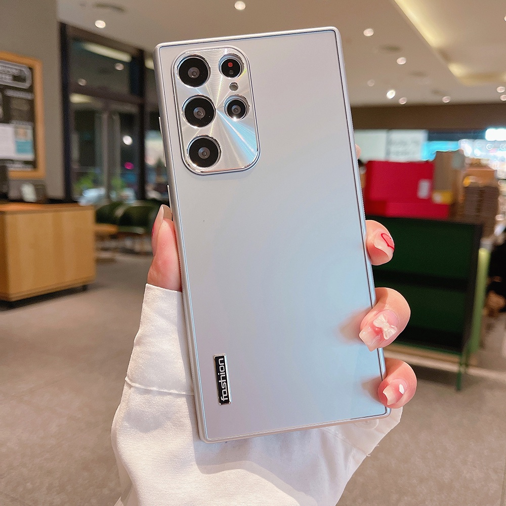 Ốp Điện Thoại Acrylic Khung TPU Họa Tiết CD Bảo Vệ Lens Cho Samsung Galaxy S22 Ultra S22 Plus