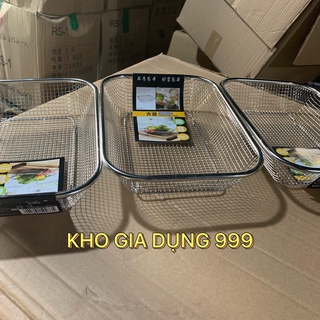 Bộ 3 rổ vuông inox đựng hoa quả, rau củ