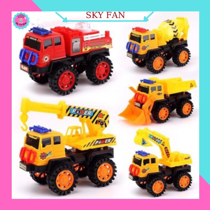 Ô tô đồ chơi mô hình Xe công trình xây dựng, Xe ben, Xe cẩu chạy bánh đà giúp bé chơi không chán- SKY FAN SHOP