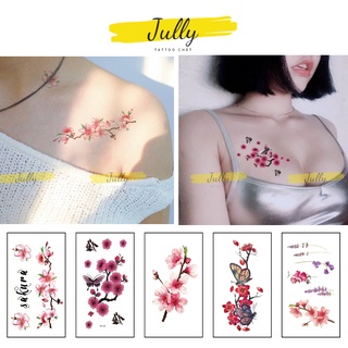 Hình xăm dán mini hoa đào JULLY Tattoo chất, xăm tạm thời 15 ngày chống nước, tặng kèm 1 miếng tẩy xăm cho đơn từ 20k