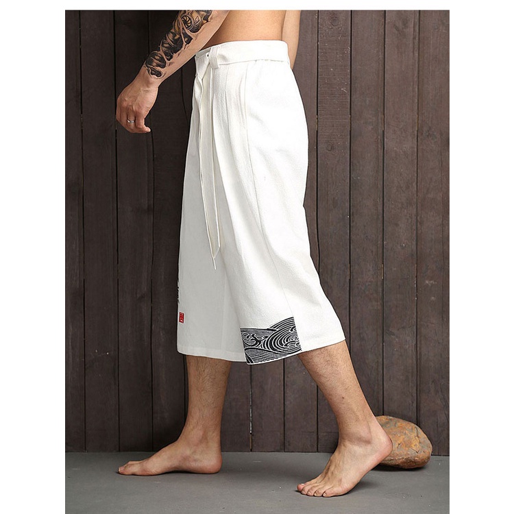 Quần lửng Kimono Kawaki, quần đũi lửng Edo Menswear Japan style, chất đũi mềm mát xu hướng thời trang 2023