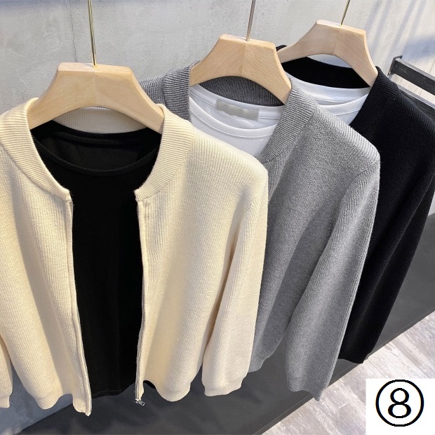 Áo Khoác Cardigan Dệt Kim Phối Khóa Kéo Phong Cách Hàn Quốc Thời Trang Xuân Thu 2021 Mới Cho Nam