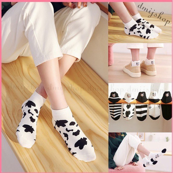 Tất nữ cổ ngắn cute hàn quốc, tất bò sữa cổ thấp cho nữ xinh xắn
