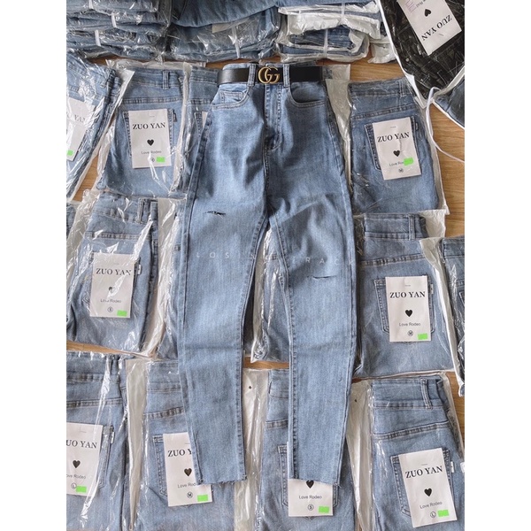 ♨️Quần Jeans Dài Lưng Cao Co Giãn Rách NM | BigBuy360 - bigbuy360.vn