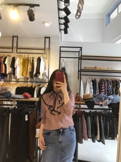 Sơ mi cổ bèo nơ
