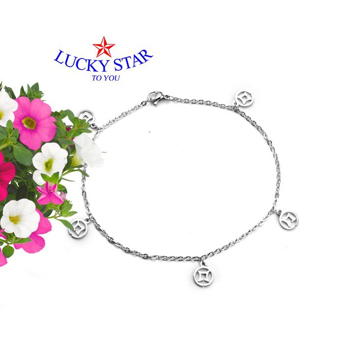 Lắc chân chuỗi kim tiền cách điệu may mắn