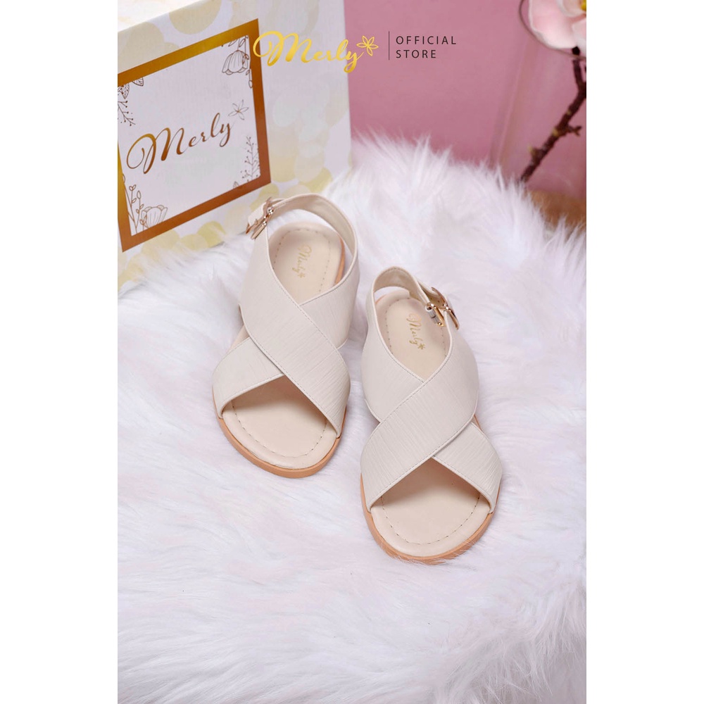 Giày Xăng Đan Bệt Nữ Quai Chéo Merly 1383, Giày Sandals Nữ, Giayf Sandals đế bằng