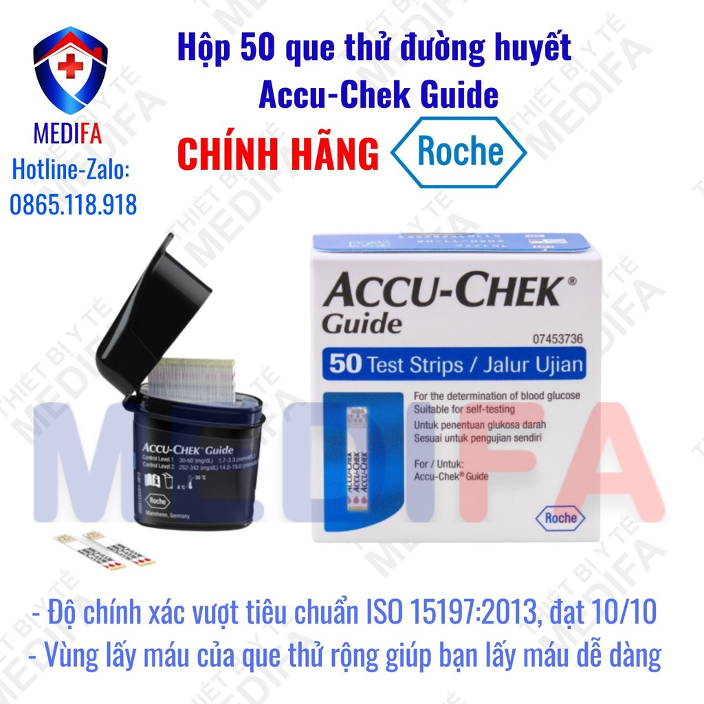 [Chính hãng, sx tại Mỹ] ✨50 Que thử đường huyết Accu-Chek Guide, Nhập khẩu chính hãng, Date dài