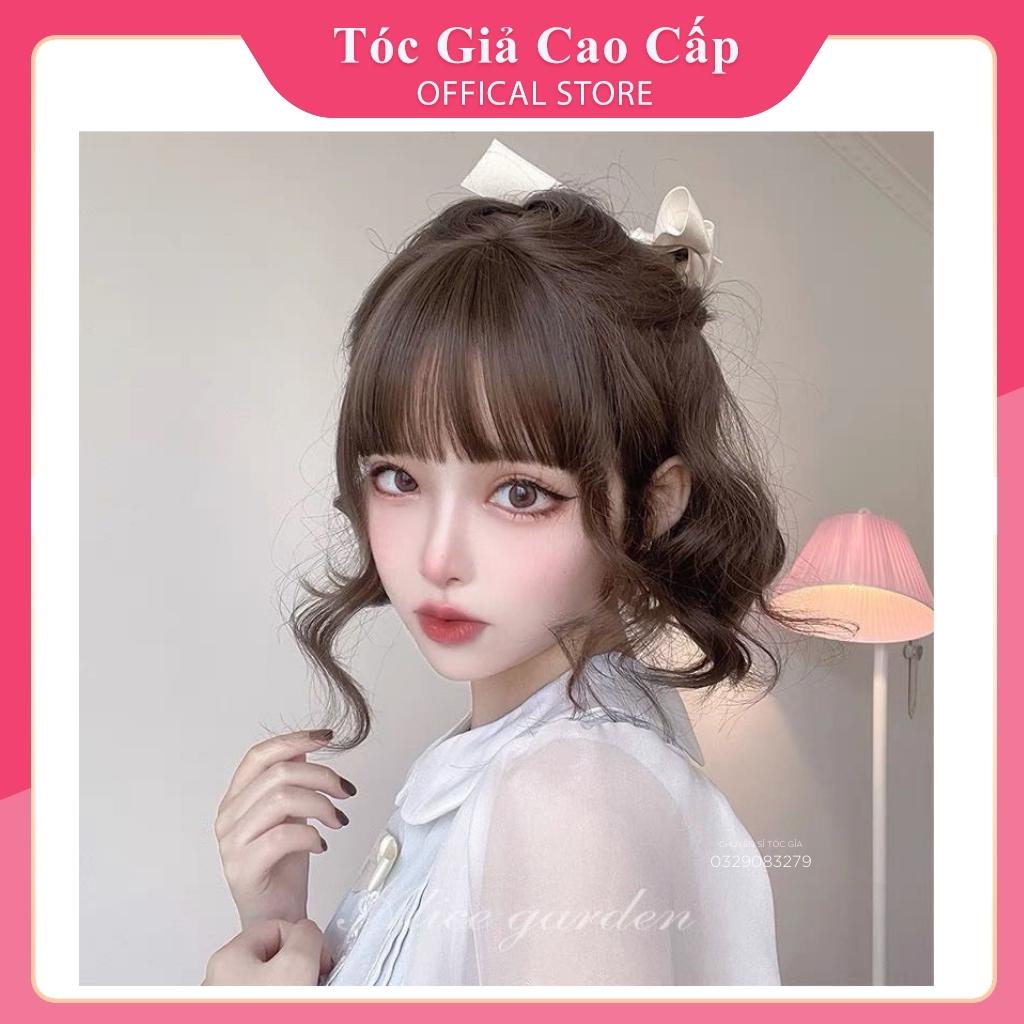 Tóc giả cả đầu xoăn ngắn 20cm - tơ cao cấp, D3038