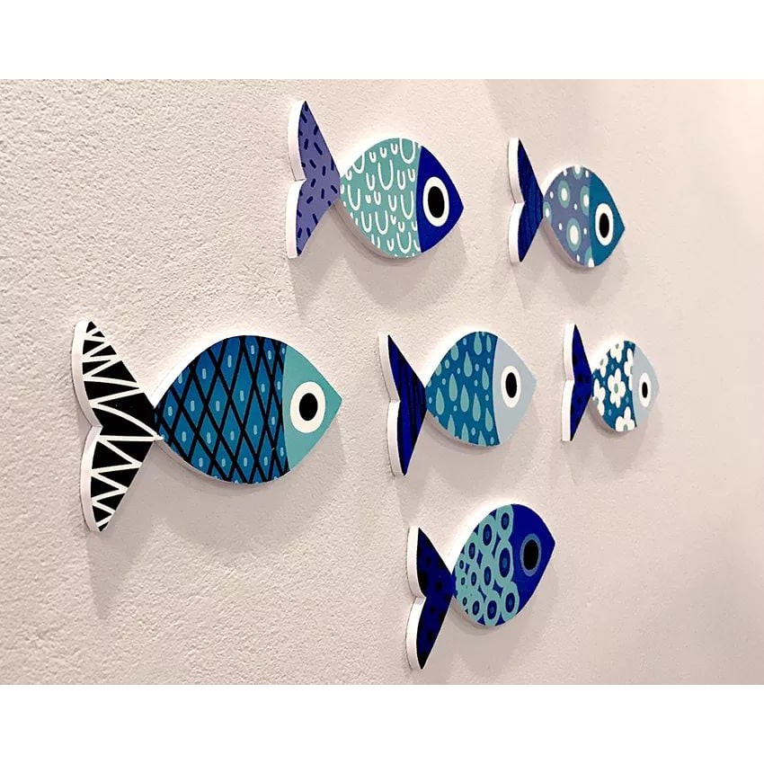 Bộ cá trang trí Color fishes gắn tường phong cách Nhật Bản
