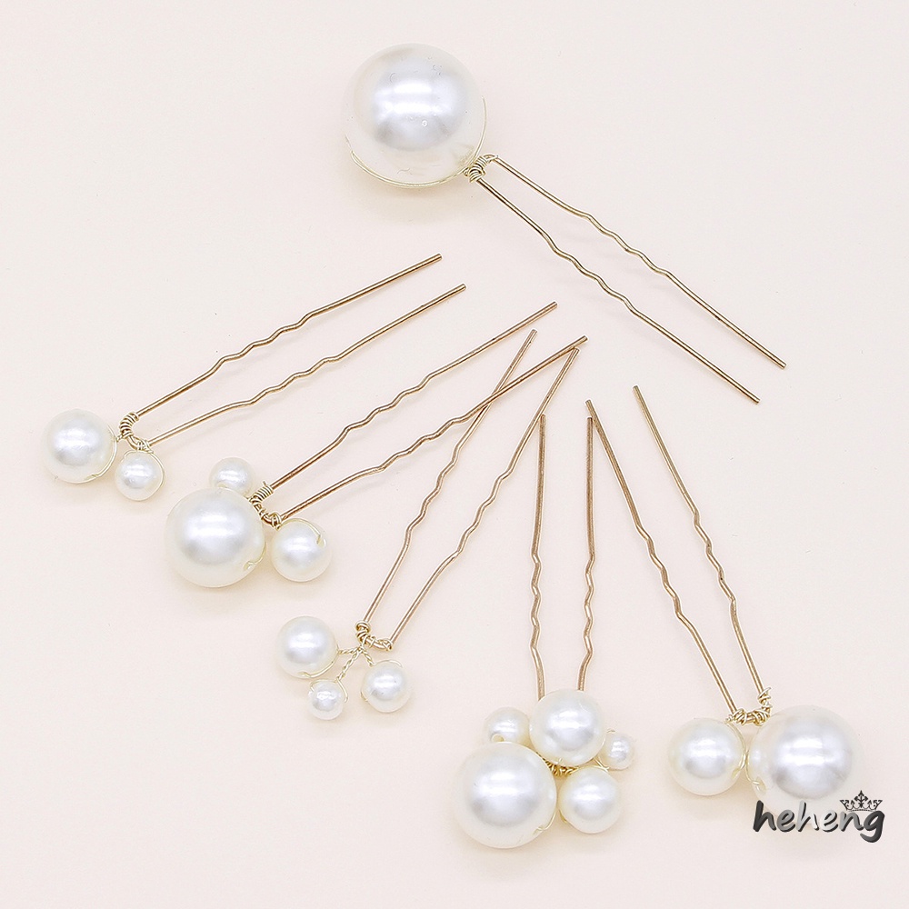 Bộ 6 Nĩa Cài Tóc Đính Ngọc Trai Giả Xinh Xắn Cho Phù Dâu