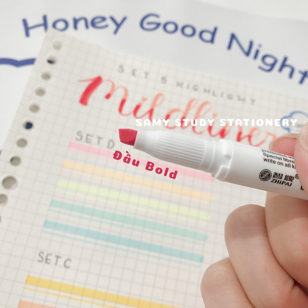 SET 5 CÂY BÚT HIGHLIGHT ĐÁNH DẤU 2 ĐẦU ZHIPAI DUPE ZEBRA MILDLINER TAKE NOTES BULLET JOURNAL