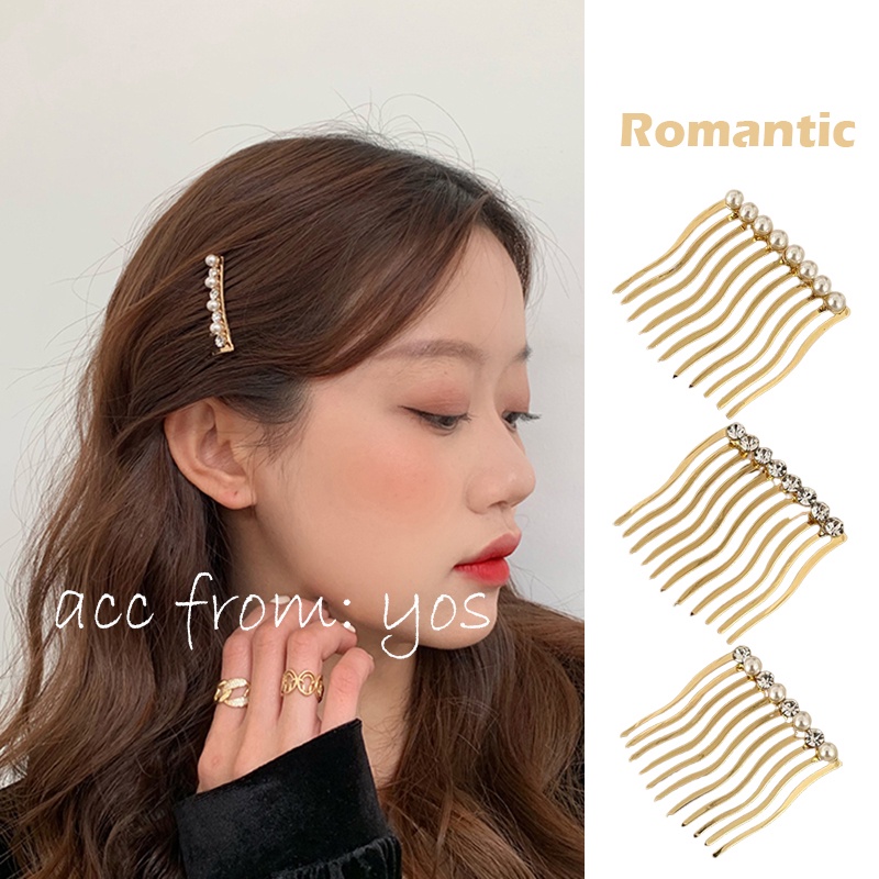 Kẹp tóc dạng cài răng cưa đính đá/hạt châu sang chảnh