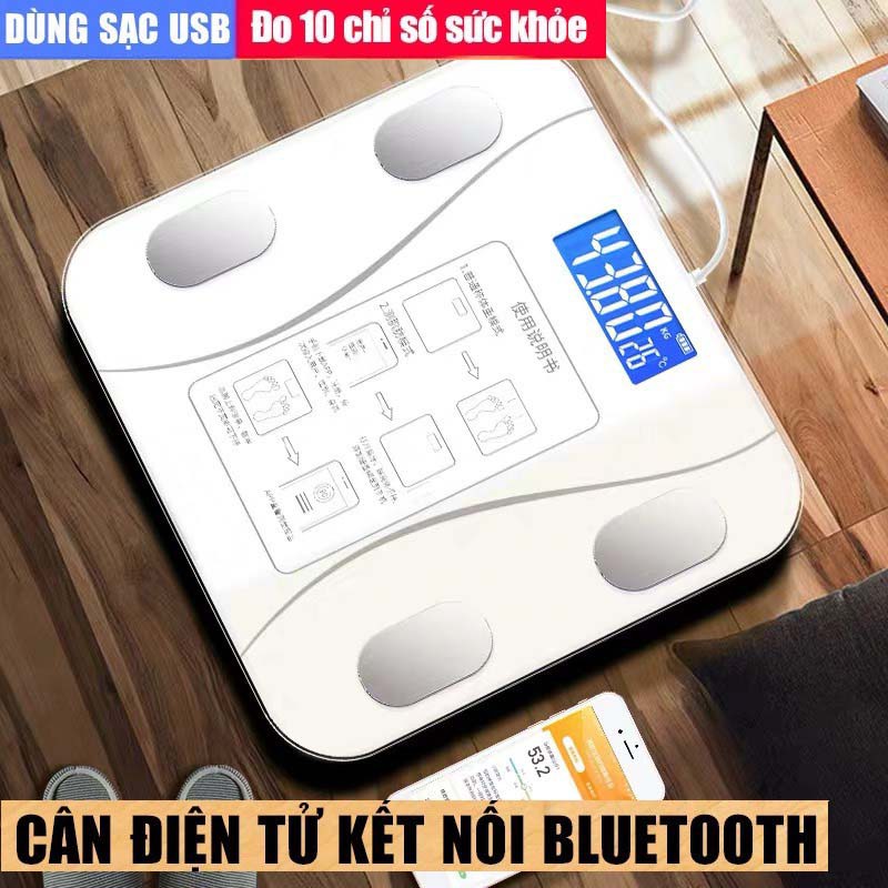 Cân Điện Tử Thông Minh Kết Nối Bluetooth Đo Chỉ Số Cơ Thể Phân Tích Lượng Mỡ Cơ Thể Cân Đo Sức Khỏe Dùng Sạc USB VT268