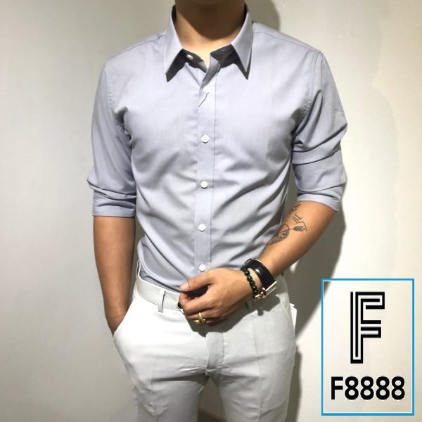Áo sơ mi nam dài tay áo kiểu hàn quốc F8888 Màu Ghi Xám Cao cấp