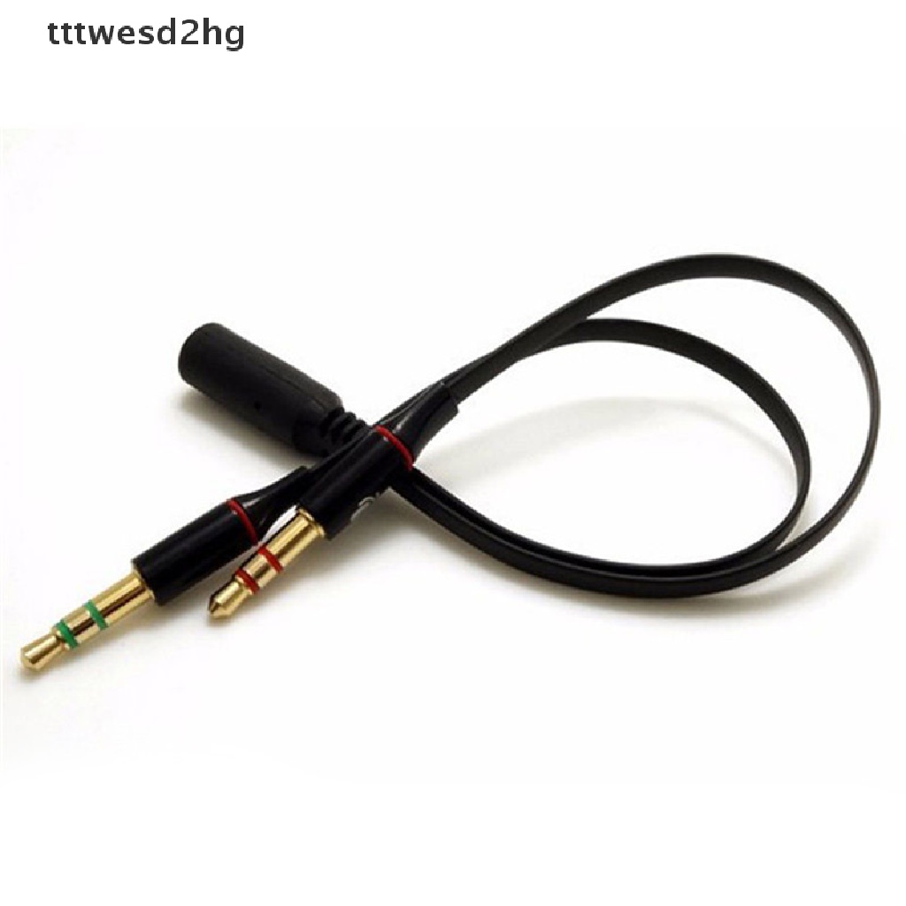 3.5mm Female To 2 Male Y Splitter Aux Audio Cable PC Headphone Earphone Mic Jack New