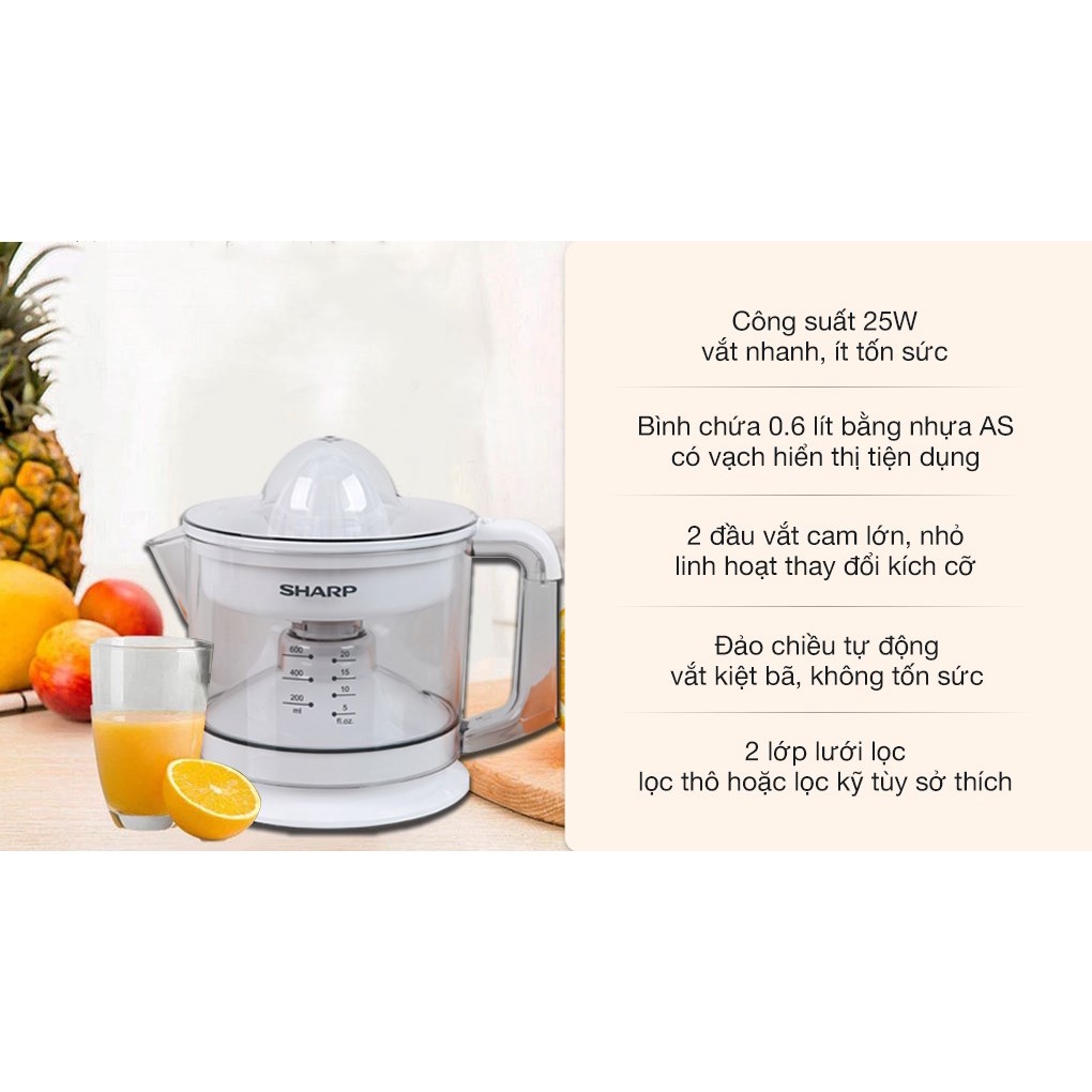 Máy vắt cam Sharp EJ-J256-WH, EJ-J407-WH, EJ-J407-BK, EJ-J415-WH, EJ-J408-WH, EJ-J850-BK, EJ-J130-ST (Hàng chính hãng)