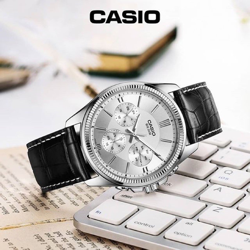 Đồng hồ nam dây da Casio chính hãng Anh Khuê MTP-1375L-7AVDF