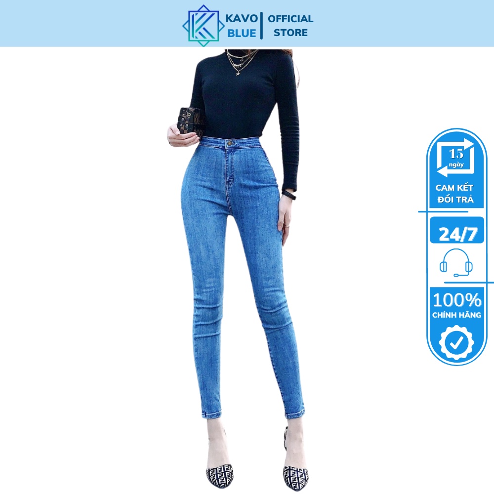 Quần Bò Nữ Dáng Ôm Skinny KAVO BLUE Co Giãn 4 Chiều