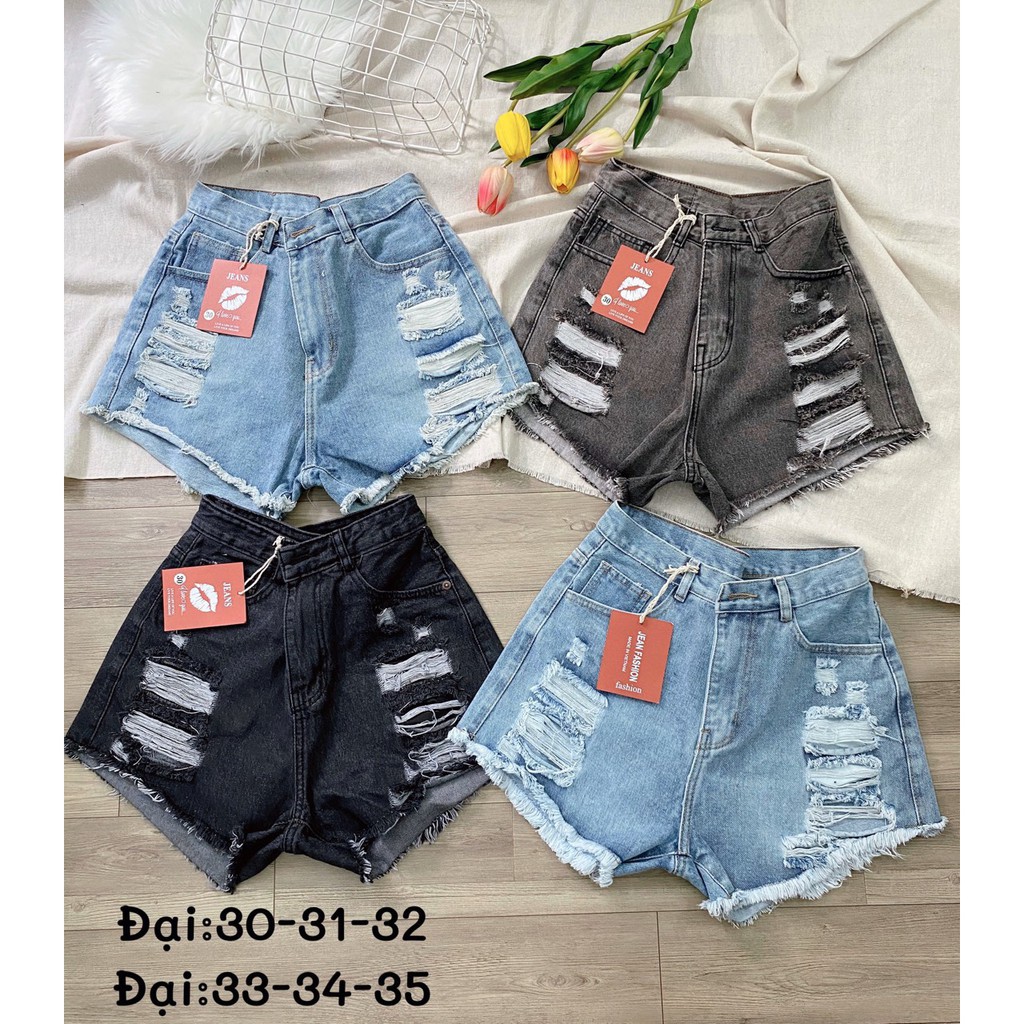 Quần short Jean Denim basic nữ lưng cao có túi size đại - Tiên Nguyễn Big Size