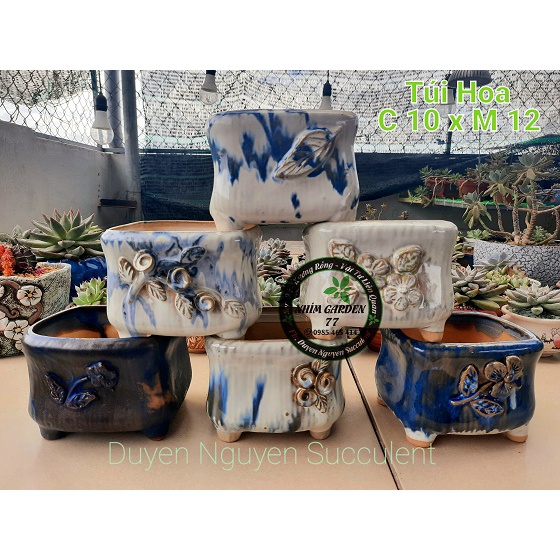 Chậu hoa kiểu Hàn vuông chữ nhật. Kích thước cao 10cm x rộng 12cm. Gốm chất lượng