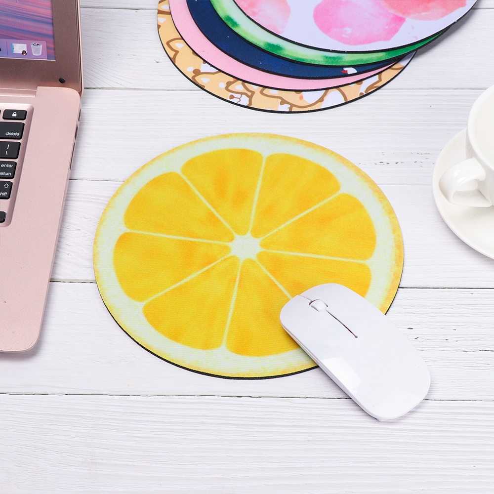 Miếng Lót Chuột Chống Trượt Hình Tròn In Hình Trái Cây