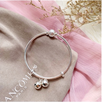 Vòng tay nam nữ bạc S925 - Lắc tay bạc Ý nam nữ bi bạc đơn giản có thể đeo đôi đeo nhóm Vườn Trang Sức