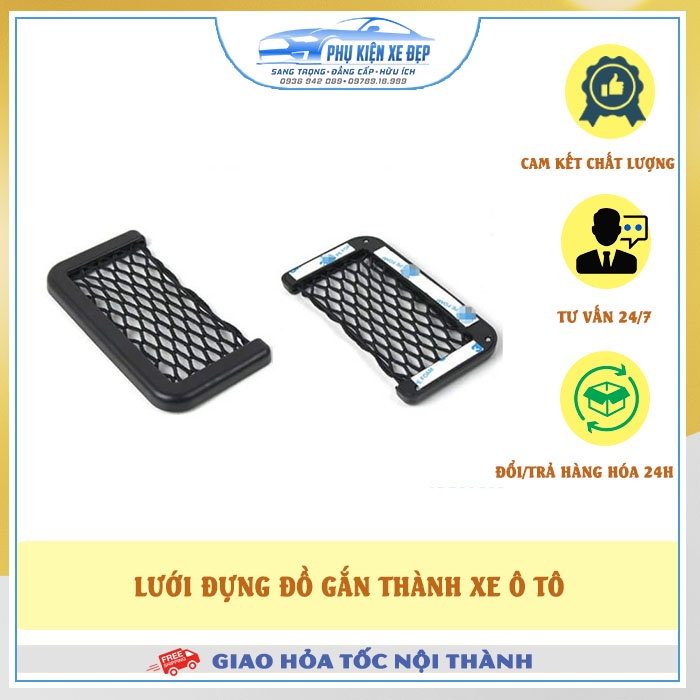 Lưới đựng đồ gắn thành xe ô tô FREESSHIP nhỏ gọn để điện thoại và vật dụng nhỏ trên thành xe ô tô