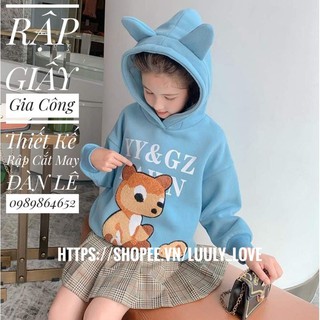 3070 Rập giấy cắt may may áo khoác tai gấu cho bé(1-12t