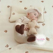 Gối chữ nhật thêu Chezbebe họa tiết gấu made in Korea