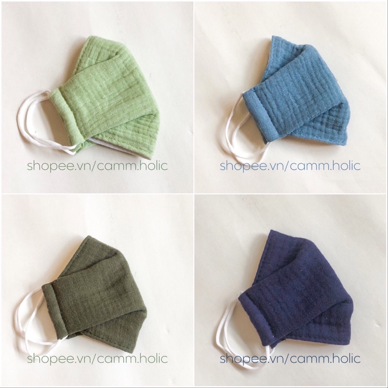 CAMM.HOLIC khẩu trang em bé 0-1,5 tuổi vải xô muslin 3D 4 lớp màu sắc dễ thương thiết kế ôm gọn mà rất thoải mái cho bé