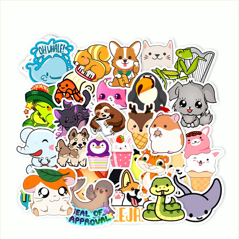Sticker Chủ Đề Động Vật Dễ Thương Chống Thấm Nước | STK79 | Hình Dán Sticker Dán Sổ Tay Điện Thoại Mũ Bảo Hiểm