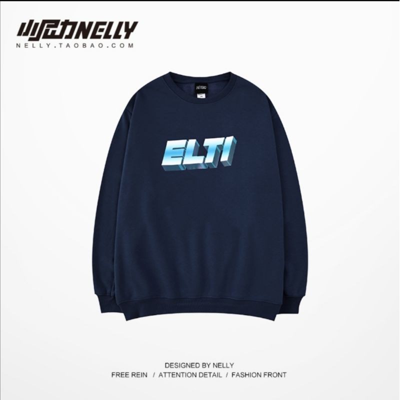 [3 màu] Áo Sweater Unisex nỉ lót lông Nelly chính hãng họa tiết chữ ELTI (order)