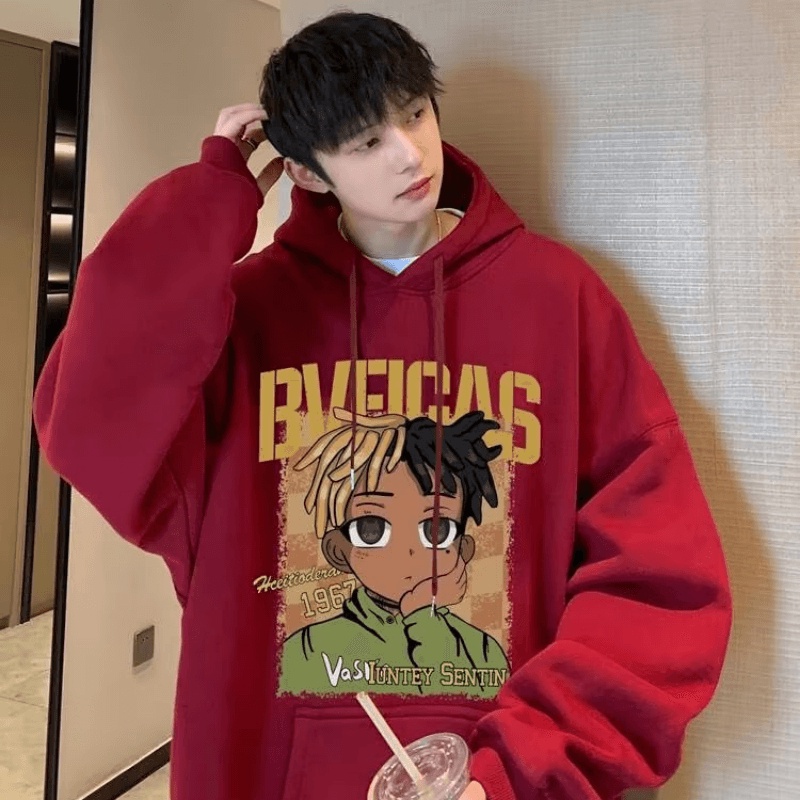 Áo Hoodie Dáng Rộng In Họa Tiết Hoạt Hình Phong Cách Nhật Bản Thời Trang Cho Nam