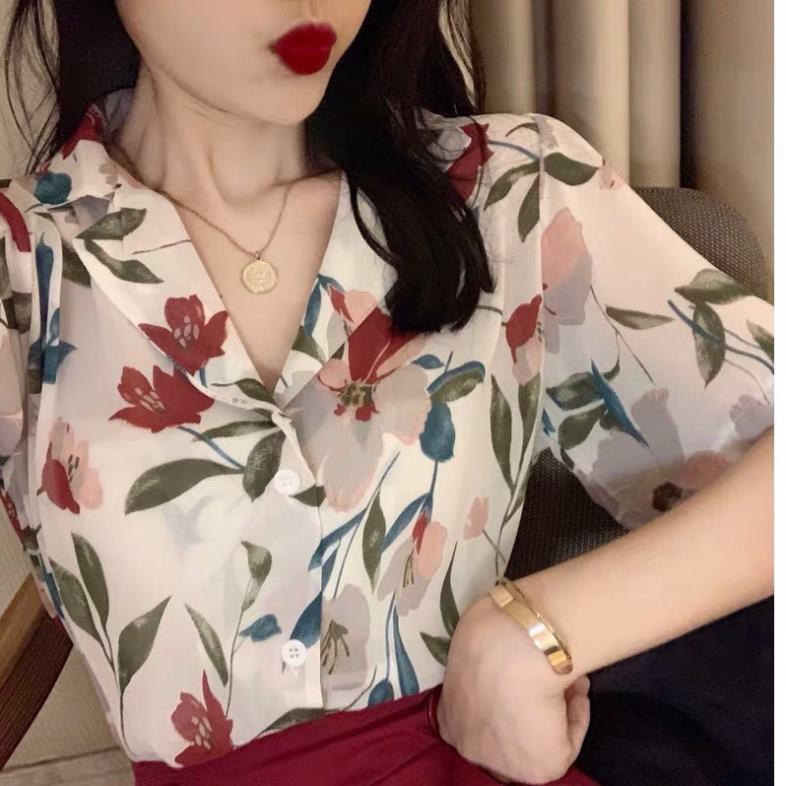 freeship Bộ Quần Short Kèm Áo Sơ Mi Hoa Lá ,Quần Đùi Đỏ Kèm Áo Sơmi Dáng Rộng F006 | BigBuy360 - bigbuy360.vn