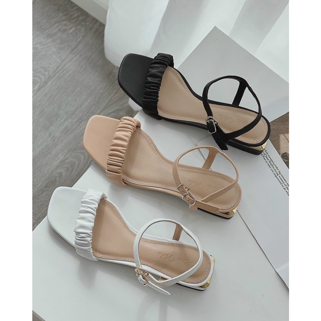 Giày sandal nữ quai dúm gót 2cm cách điệu cực êm cực thoải mái mã G48