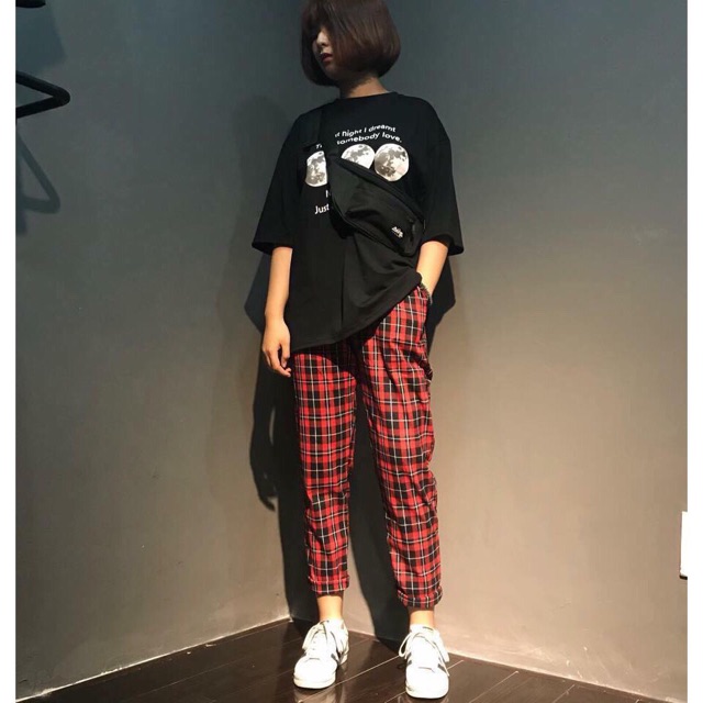 QUẦN CARO PLAID PANTS UNISEX MÀU ĐỎ SỌC thời trang Unisex giá rẻ cực chất