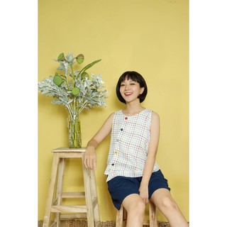 200525-set áo caro vạt lệch