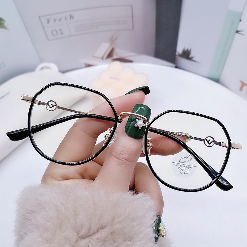 Mắt Kính Gọng Tròn Chống Bức Xạ Bằng Kim Loại Phong Cách Hàn Quốc Cổ Điển Dành Cho Nam Nữ